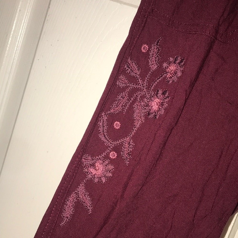 Embroidered Flowy Joggers